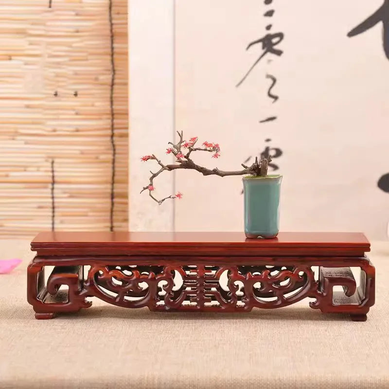 Solid wood, purple sandalwood, looped hollow rosewood rectangular base, retro ornament,  modern Chinese style base