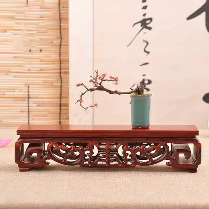 Solid wood, purple sandalwood, looped hollow rosewood rectangular base, retro ornament,  modern Chinese style base