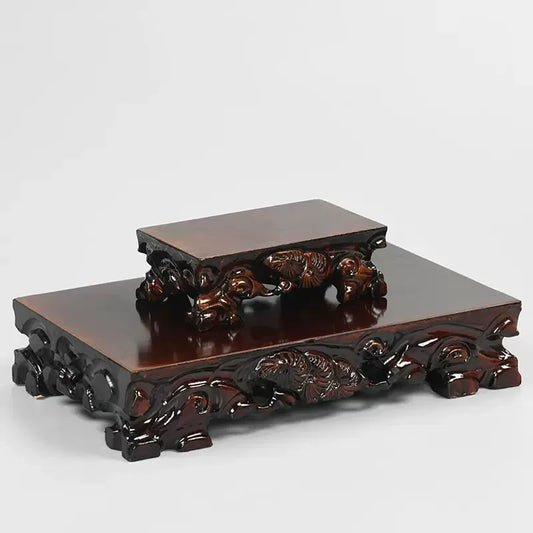 Solid wood root carving, strange stone base, aquarium handicraft, vase pot, antique Buddha statue, rectangular ornament bracket