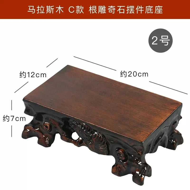 Solid wood root carving, strange stone base, aquarium handicraft, vase pot, antique Buddha statue, rectangular ornament bracket