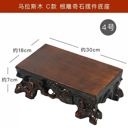 Solid wood root carving, strange stone base, aquarium handicraft, vase pot, antique Buddha statue, rectangular ornament bracket