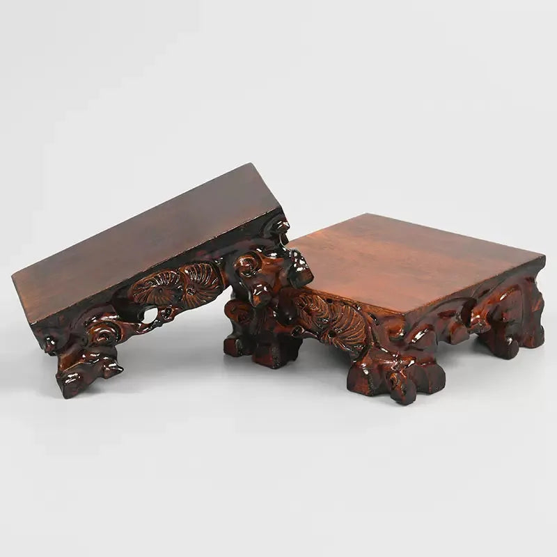 Solid wood root carving, strange stone base, aquarium handicraft, vase pot, antique Buddha statue, rectangular ornament bracket