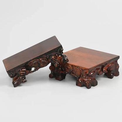 Solid wood root carving, strange stone base, aquarium handicraft, vase pot, antique Buddha statue, rectangular ornament bracket