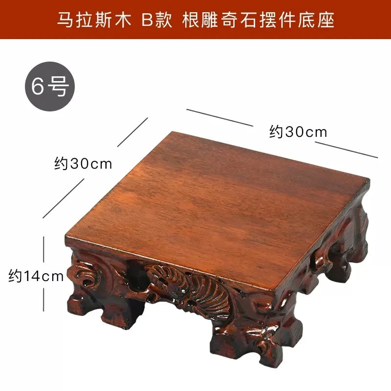Solid wood root carving, strange stone base, aquarium handicraft, vase pot, antique Buddha statue, rectangular ornament bracket