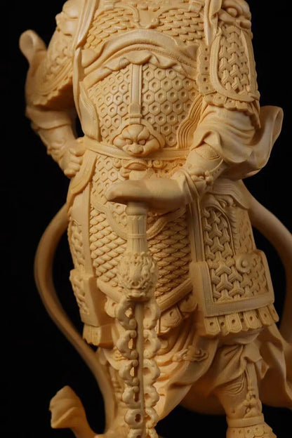 Solidwood Guan Gong, Statue of Weituo Gate God Large size Buddha statue solid wood carving Decorative statue of home living room