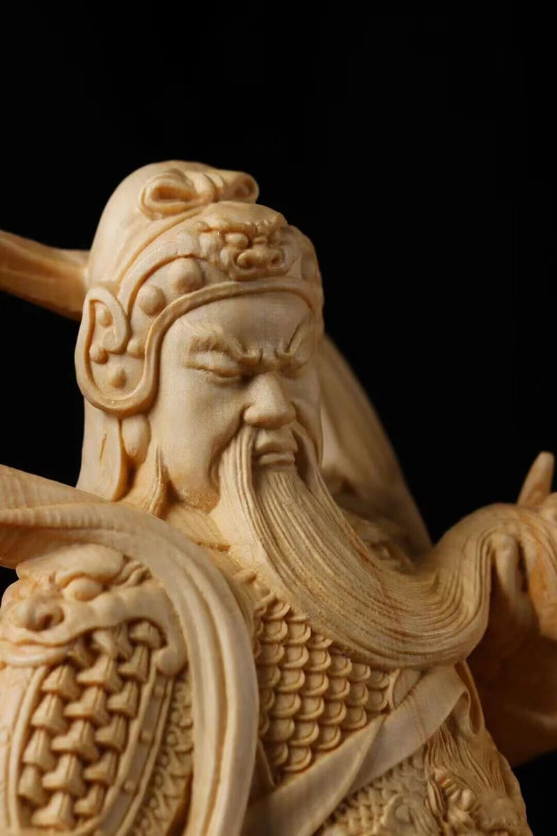 Solidwood Guan Gong, Statue of Weituo Gate God Large size Buddha statue solid wood carving Decorative statue of home living room