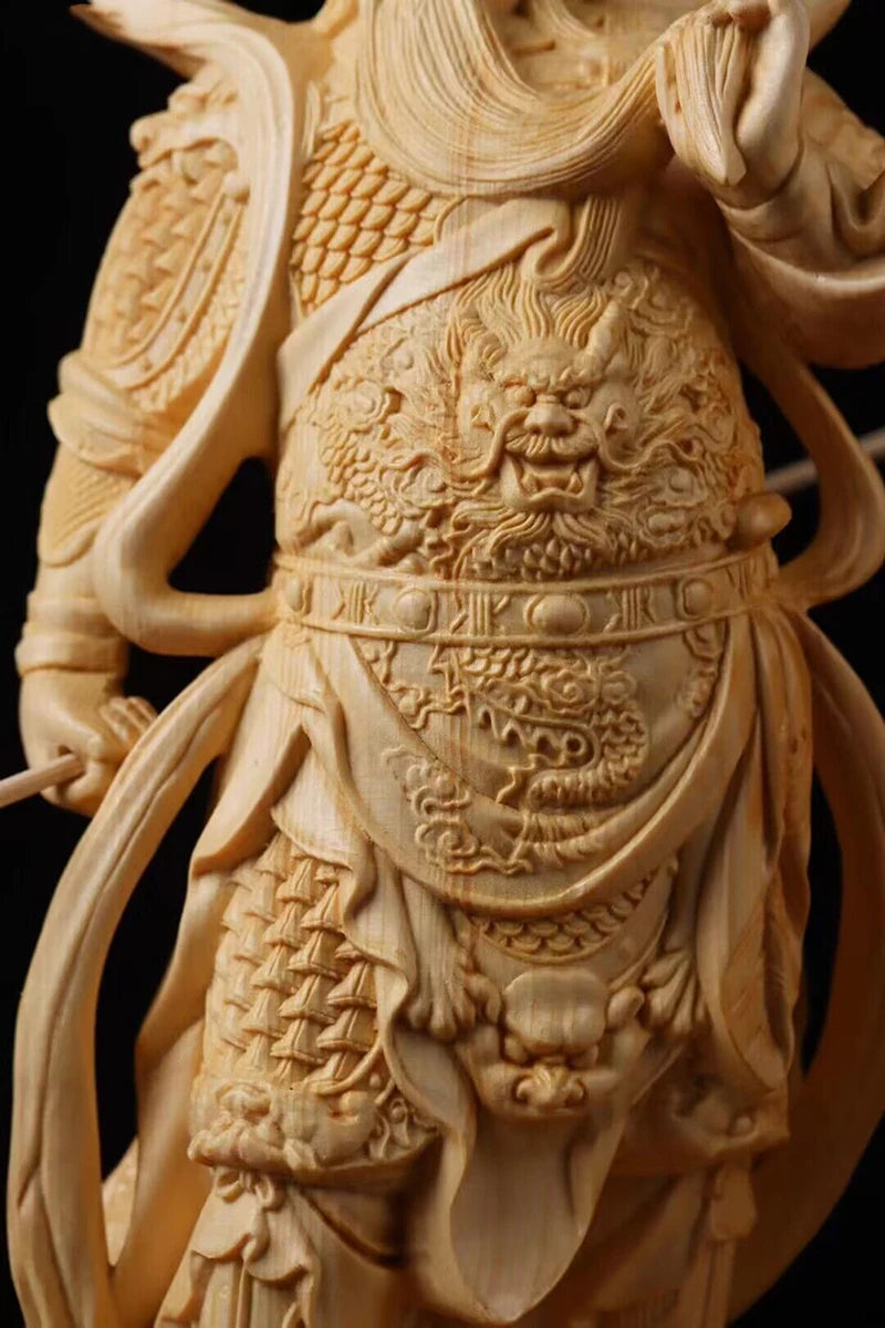 Solidwood Guan Gong, Statue of Weituo Gate God Large size Buddha statue solid wood carving Decorative statue of home living room