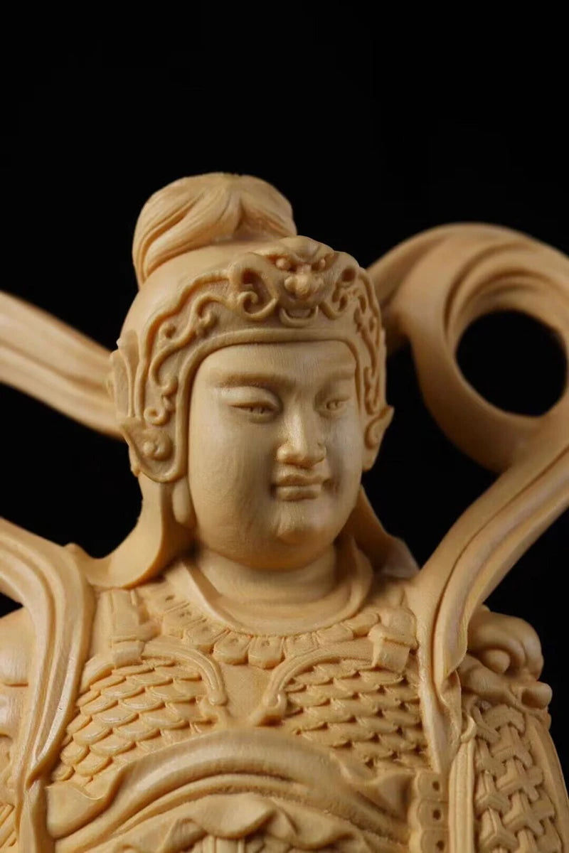 Solidwood Guan Gong, Statue of Weituo Gate God Large size Buddha statue solid wood carving Decorative statue of home living room