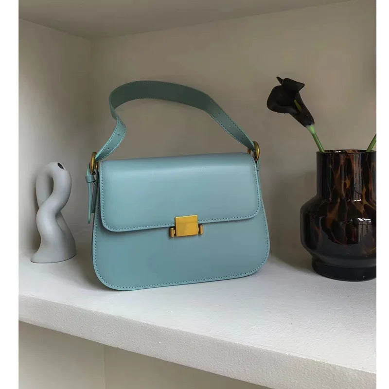 Somple Solid Elegant Small Square Bag Korean Fashion All-match Underarm Shoulder Bags Female Handbags Designer Luxury Purses