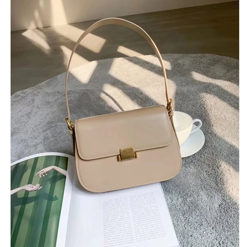 Somple Solid Elegant Small Square Bag Korean Fashion All-match Underarm Shoulder Bags Female Handbags Designer Luxury Purses