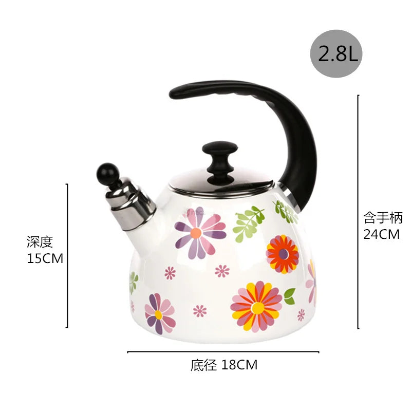 Sound Reminder Enamel Kettle Induction Cooker Electric Pottery Oven Household Teapot Northern Europe Enamel Water Kettle