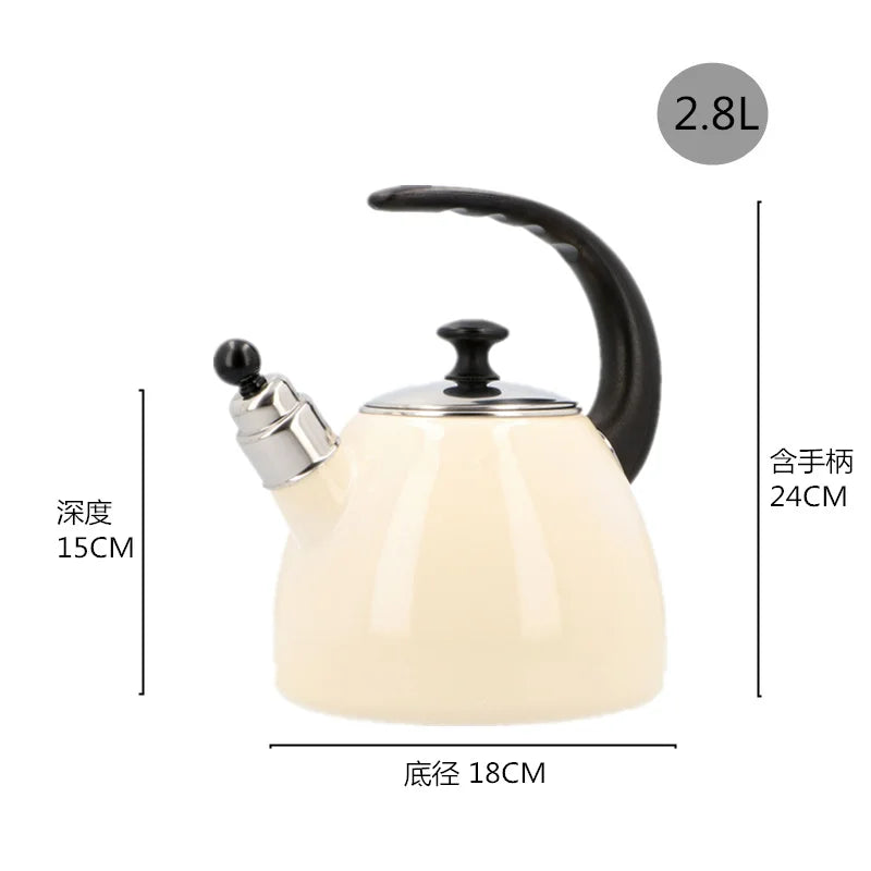 Sound Reminder Enamel Kettle Induction Cooker Electric Pottery Oven Household Teapot Northern Europe Enamel Water Kettle