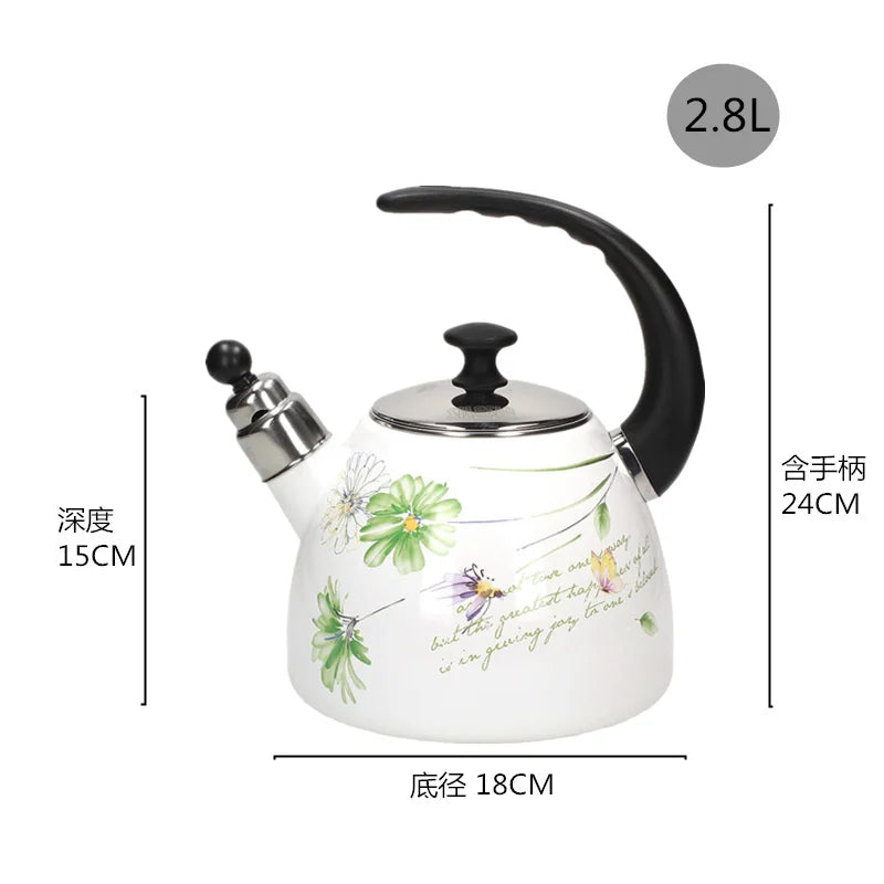 Sound Reminder Enamel Kettle Induction Cooker Electric Pottery Oven Household Teapot Northern Europe Enamel Water Kettle