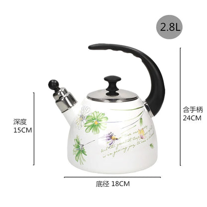 Sound Reminder Enamel Kettle Induction Cooker Electric Pottery Oven Household Teapot Northern Europe Enamel Water Kettle