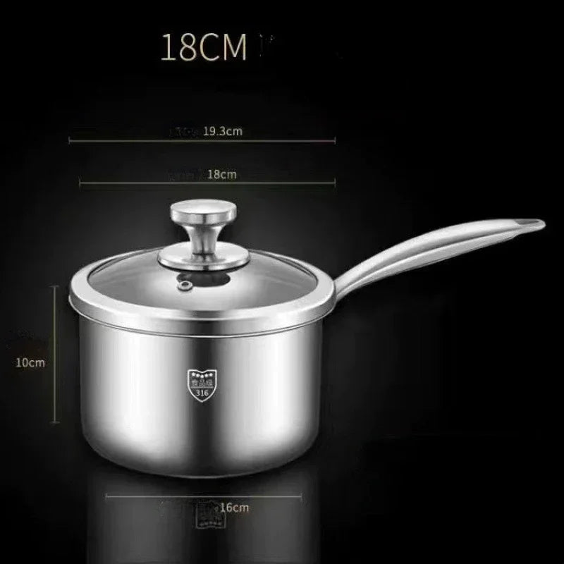 Soup Pot Milk Pot 316 Stainless Steel Pot Non Stick Pots Uncoated Milk Pan for Baby Perfect for Cooking Noodles Milk Steamer