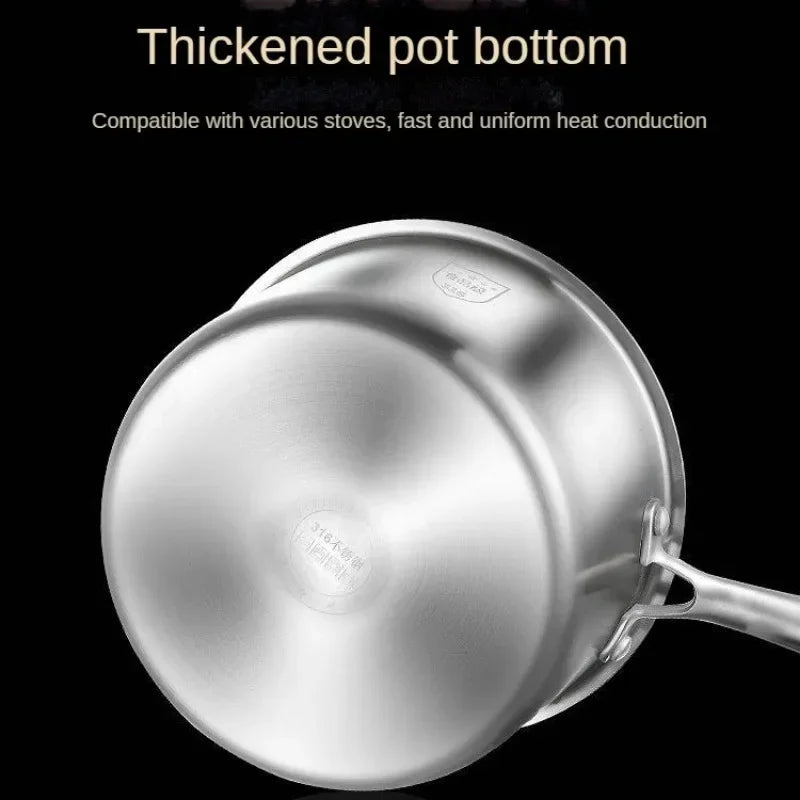 Soup Pot Milk Pot 316 Stainless Steel Pot Non Stick Pots Uncoated Milk Pan for Baby Perfect for Cooking Noodles Milk Steamer