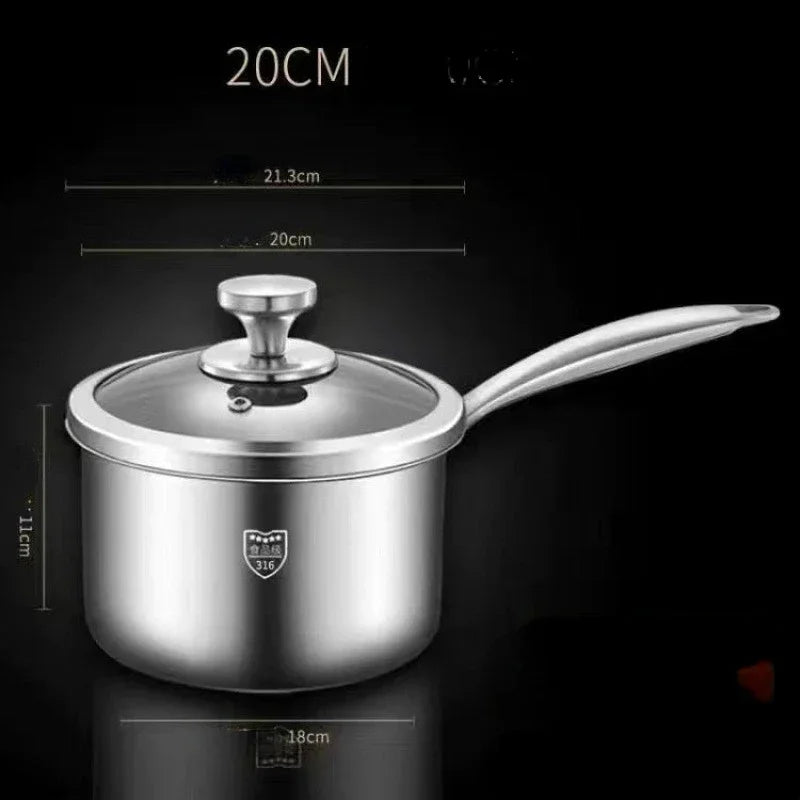 Soup Pot Milk Pot 316 Stainless Steel Pot Non Stick Pots Uncoated Milk Pan for Baby Perfect for Cooking Noodles Milk Steamer