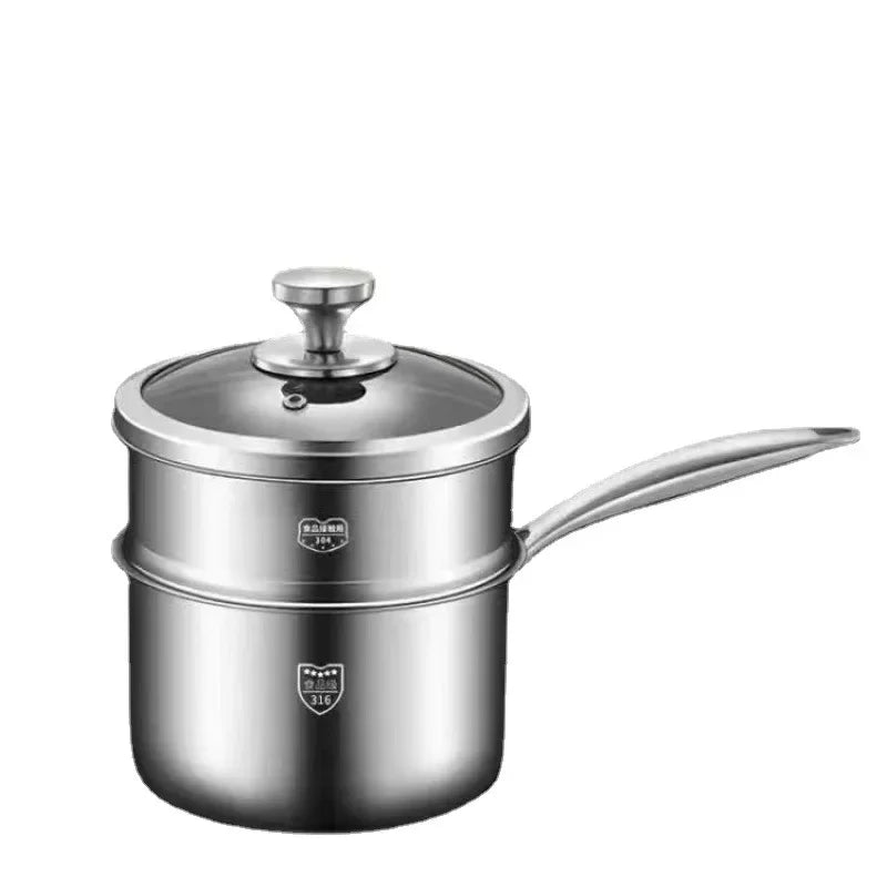 Soup Pot Milk Pot 316 Stainless Steel Pot Non Stick Pots Uncoated Milk Pan for Baby Perfect for Cooking Noodles Milk Steamer