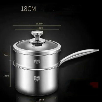 Soup Pot Milk Pot 316 Stainless Steel Pot Non Stick Pots Uncoated Milk Pan for Baby Perfect for Cooking Noodles Milk Steamer