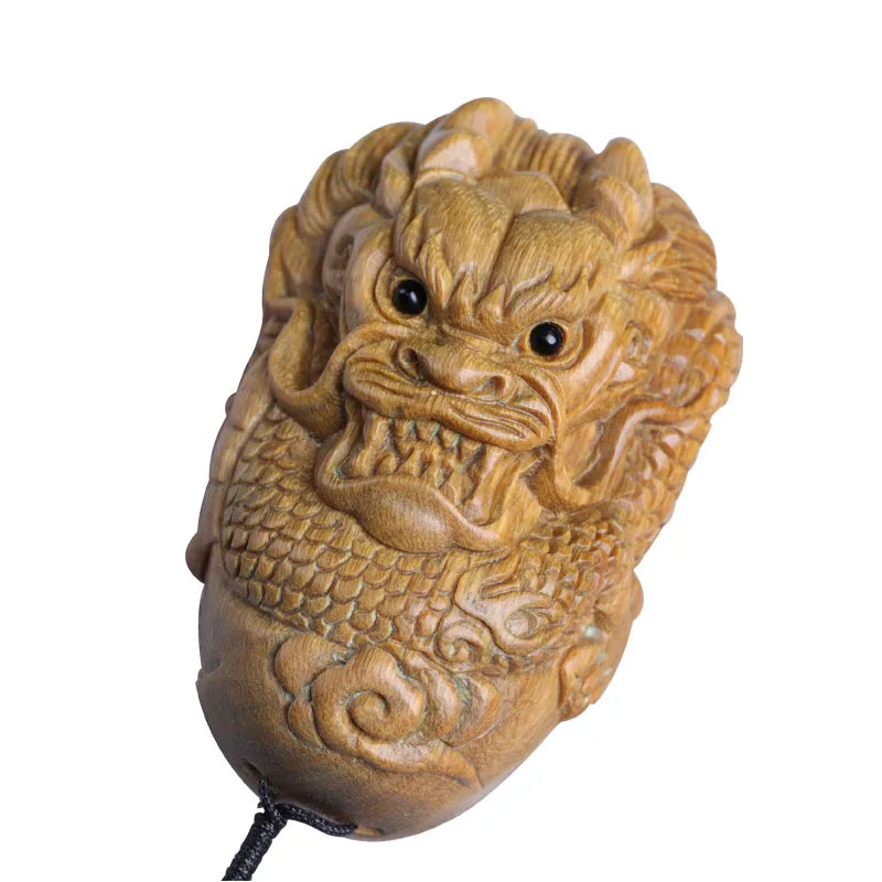 South American Green Sandalwood 7cm Traditional Chinese Chinese Zodiac dragon Home Decor Feng Shui Mascot Collection