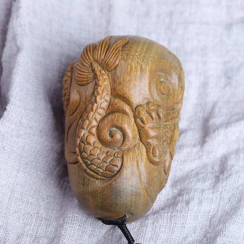 South American Green Sandalwood 7cm Traditional Chinese Chinese Zodiac dragon Home Decor Feng Shui Mascot Collection