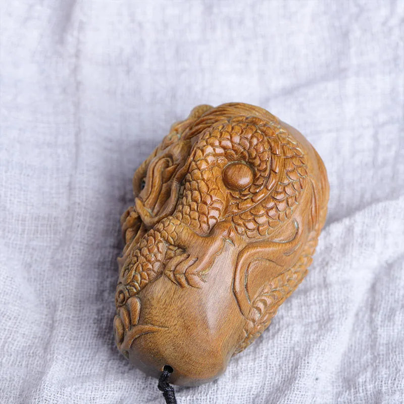 South American Green Sandalwood 7cm Traditional Chinese Chinese Zodiac dragon Home Decor Feng Shui Mascot Collection