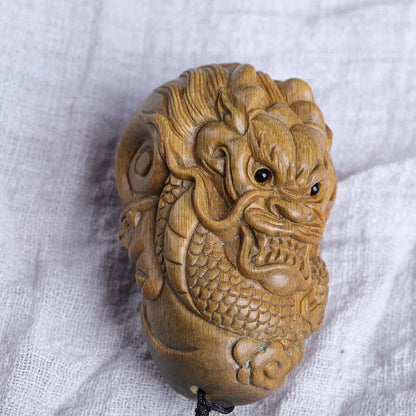 South American Green Sandalwood 7cm Traditional Chinese Chinese Zodiac dragon Home Decor Feng Shui Mascot Collection