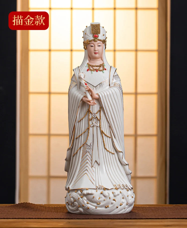 Southeast Asia Buddhism HOME temple High grade Porcelain Goddess Buddha MAZU GUAN YI Patron saint statue bless safety health