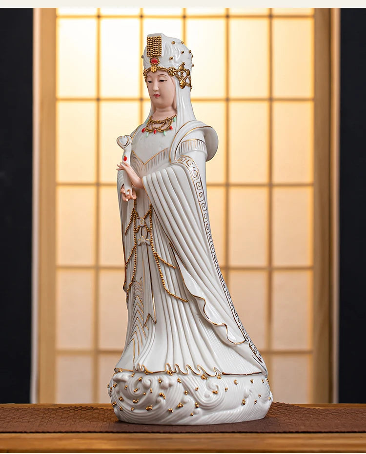 Southeast Asia Buddhism HOME temple High grade Porcelain Goddess Buddha MAZU GUAN YI Patron saint statue bless safety health