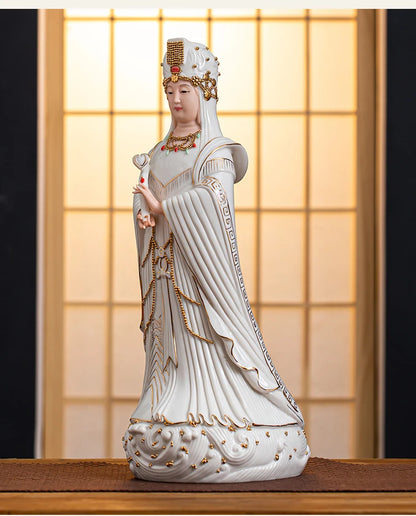 Southeast Asia Buddhism HOME temple High grade Porcelain Goddess Buddha MAZU GUAN YI Patron saint statue bless safety health