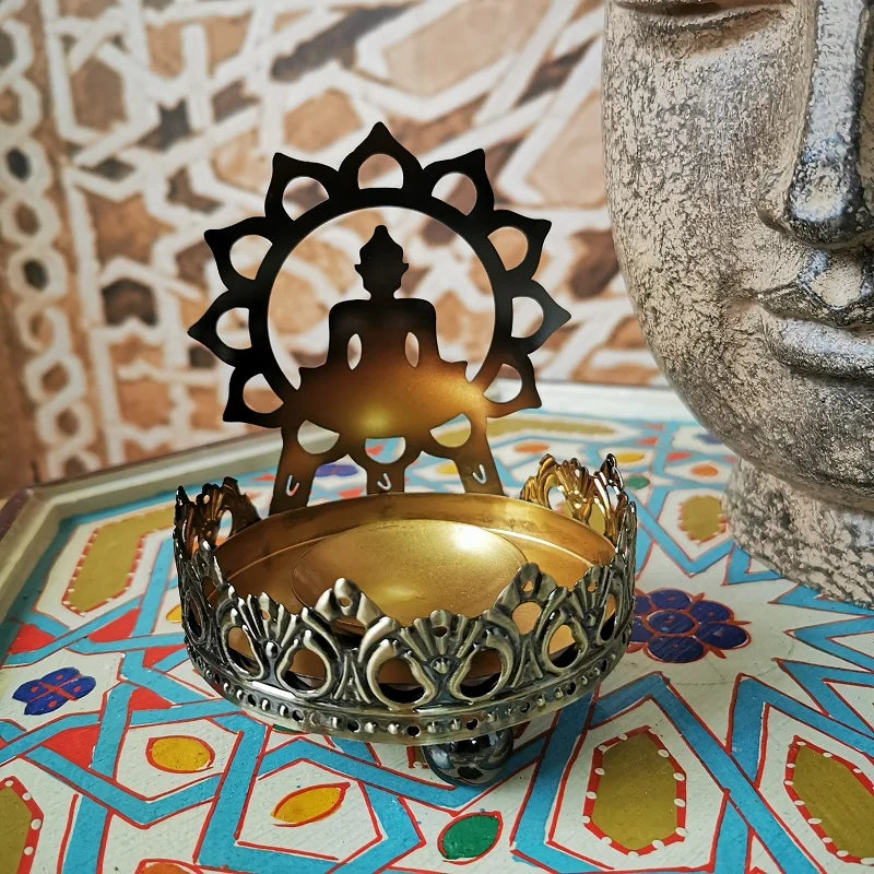 Southeast Asia Greco-Buddhist HOME temple Shakyamuni Buddha light Buddhist faith metal Decorative candlestick