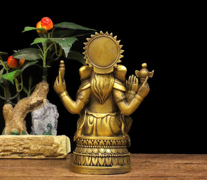 Southeast Asia HOME Company SHOP CAR Talisman Thailand Elephant GOD GANESH Ganesa Mammon God of wealth FENG SHUI BRASS statue