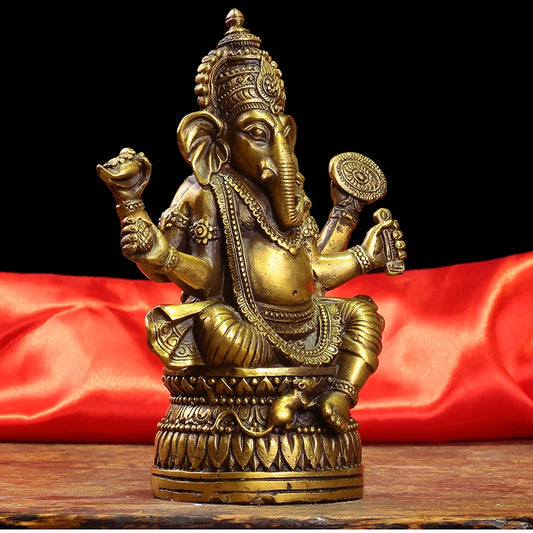 Southeast Asia HOME Company SHOP Talisman Money Drawing Thailand Elephant GANESH Mammon God of wealth FENG SHUI BRASS statue