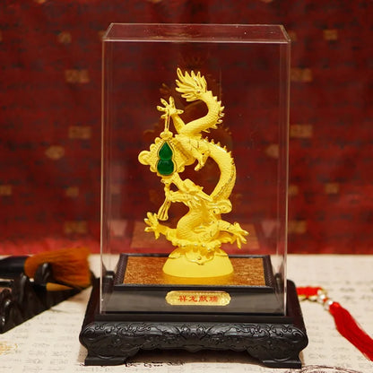 Southeast Asia HOME OFFICE company SHOP TOP GIFT Talisman Auspicious GOOD LUCK gold-plating royal Dragon FENG SHUI Ornament