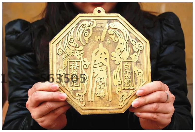 Southeast Asia HOME Porch hallway WALL efficacious talisman safe exorcise evil spirits Eight Diagrams FENG SHUI COPPER mirror