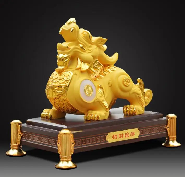Southeast Asia HOME SHOP Company Mascot Bring good luck money Success Royal dragon PI XIU statue brisk thriving business