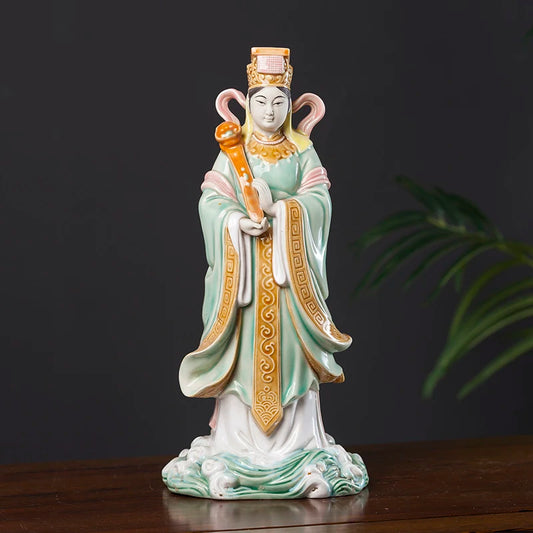 Southeast Asia HOME family Temple Worship porcelain GUAN YIN Mazu Goddess Patron saint God buddha statue bless safe good luck