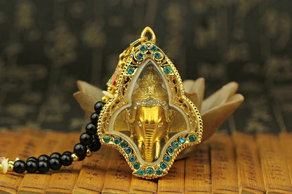 Southeast Asia Thailand Temple Efficacious talisman Bring wealth money GOOD LUCK Elephant God GANESH Buddha card Pendant Amulet