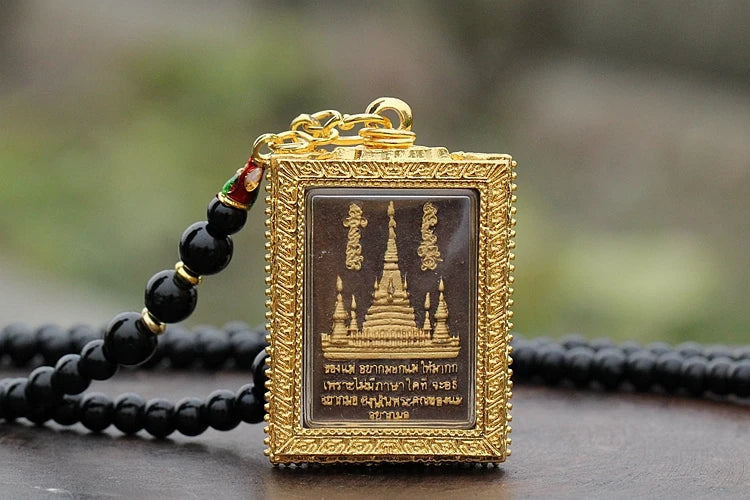 Southeast Asia Thailand Temple Efficacious talisman safe GOOD LUCK four-faced Buddha Ganesh God Buddha card Pendant Amulet