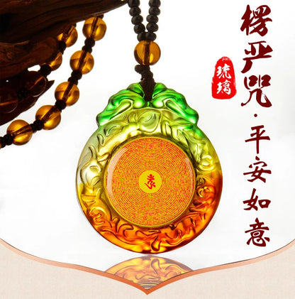 Southeast Asia Thailand Temple Greco Buddhist pocket talisman GOOD LUCK crystal Shurangama Mantra Buddha card Pendant Amulet