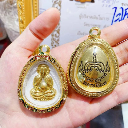 Southeast Asia Thailand Temple talisman bring wealth money GOOD LUCK BLESS safe health YAN MIAN FO Buddha Pendant Amulet A4