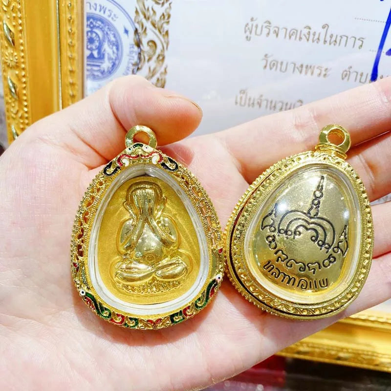 Southeast Asia Thailand Temple talisman bring wealth money GOOD LUCK BLESS safe health YAN MIAN FO Buddha Pendant Amulet A2