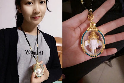 Southeast Asia Thailand Temple talisman bring wealth money GOOD LUCK God of wealth elephant GANESH Buddha Pendant Amulet A8