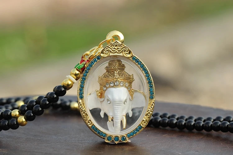Southeast Asia Thailand Temple talisman bring wealth money GOOD LUCK God of wealth elephant GANESH Buddha Pendant Amulet A8