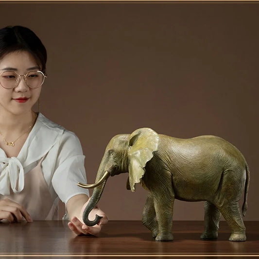 Southeast Asia Thailand high grade GOOD LUCK bronze God elephant mascot brass statue HOME company business God of wealth Mammon