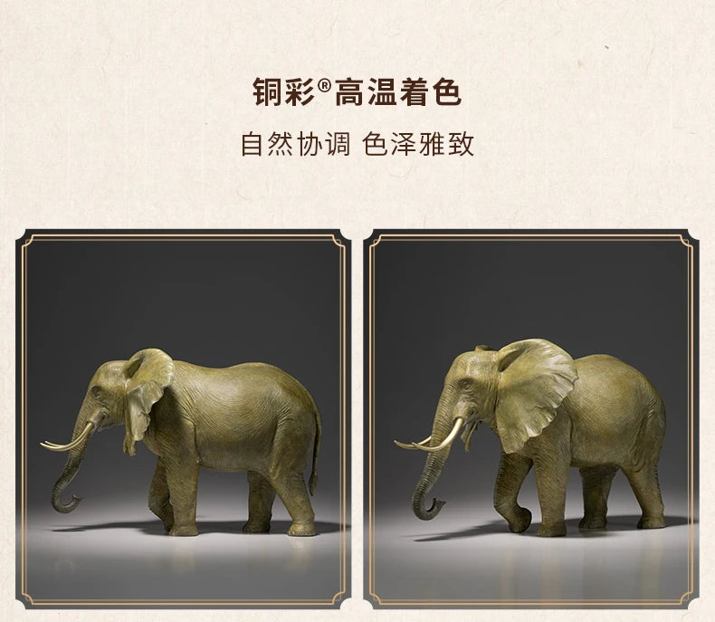 Southeast Asia Thailand high grade GOOD LUCK bronze God elephant mascot brass statue HOME company business God of wealth Mammon