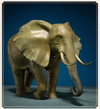 Southeast Asia Thailand high grade GOOD LUCK bronze God elephant mascot brass statue HOME company business God of wealth Mammon