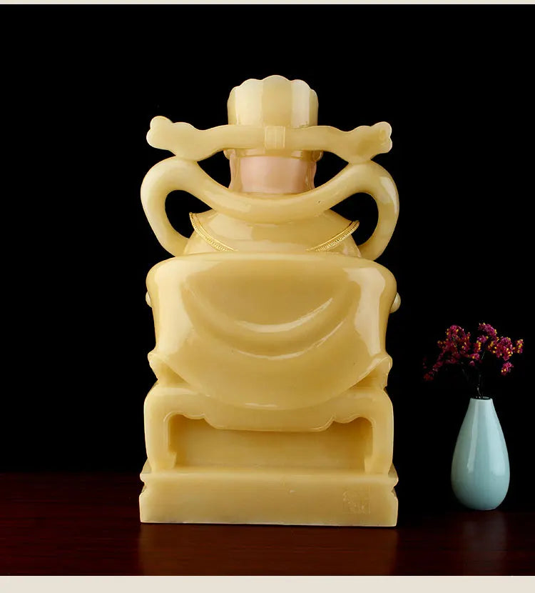 Southeast Asia high grade yellow jade God of wealth Mammon buddha statue CAI SHEN thriving business Money Drawing Good luck