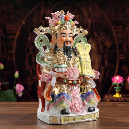 Southeast Asia temple efficacious Talisman buddha home altar family Mascot CAI SHEN YE God of wealth Porcelain Sculpture statue