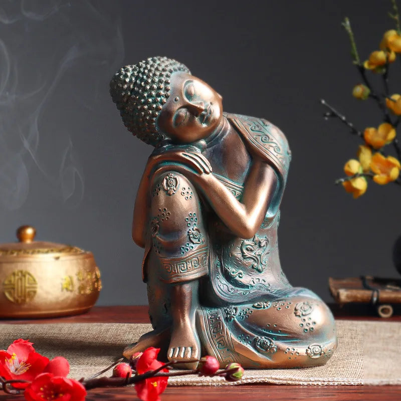Southeast Asian Sleeping Sitting Buddha Statue Resin Crafts Thailand Hindu Fengshui Zen Garden Office Home Decoration Meditation